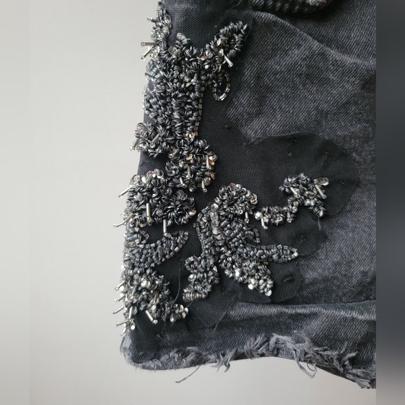 Zara Black Jean Sequin Shorts - Picture 2 of 4
